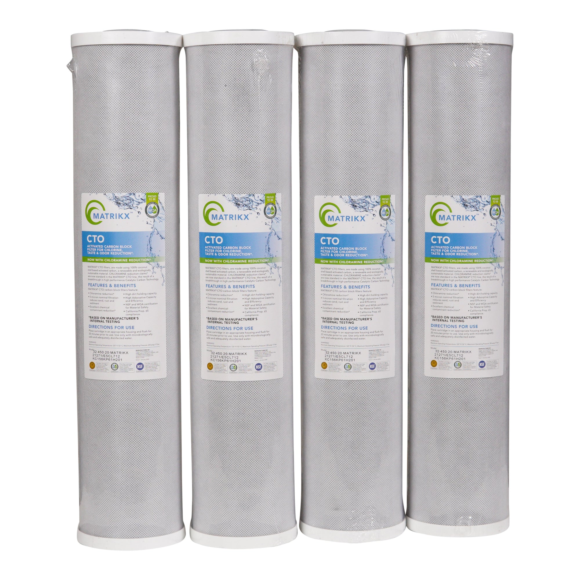 KX Matrikx 20" Big Blue Carbon Filter 4 Pack #32-450-20-GREEN | Bundle