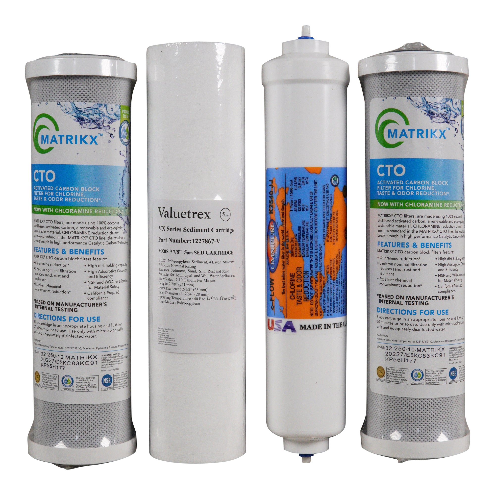 Waterite Reverse Osmosis 4 Filters for Vectapure NX | Bundle