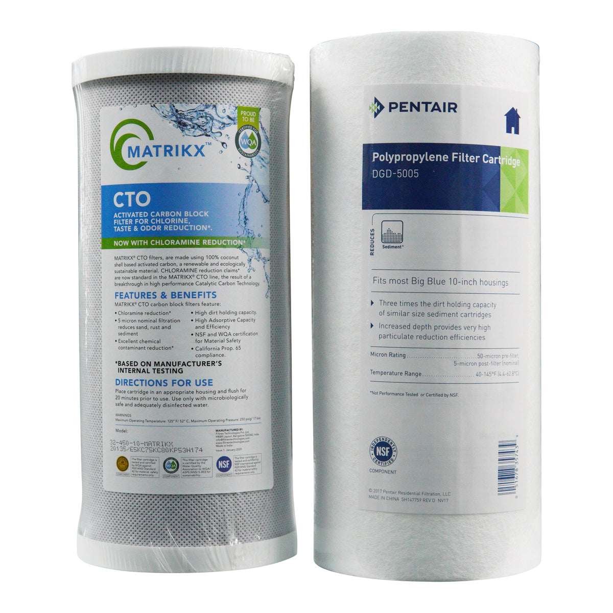 Combo Filter Pkg 10" Big Blue Minirack Sediment and Carbon UV
