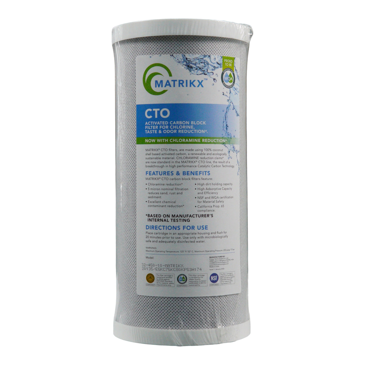 Matrikx 10" Big Blue Carbon Filter 32-450-10-Matrikx