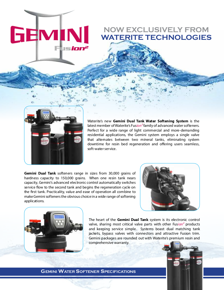 HUM Gemini Dual Tank Water Softener 60K  Free Ship