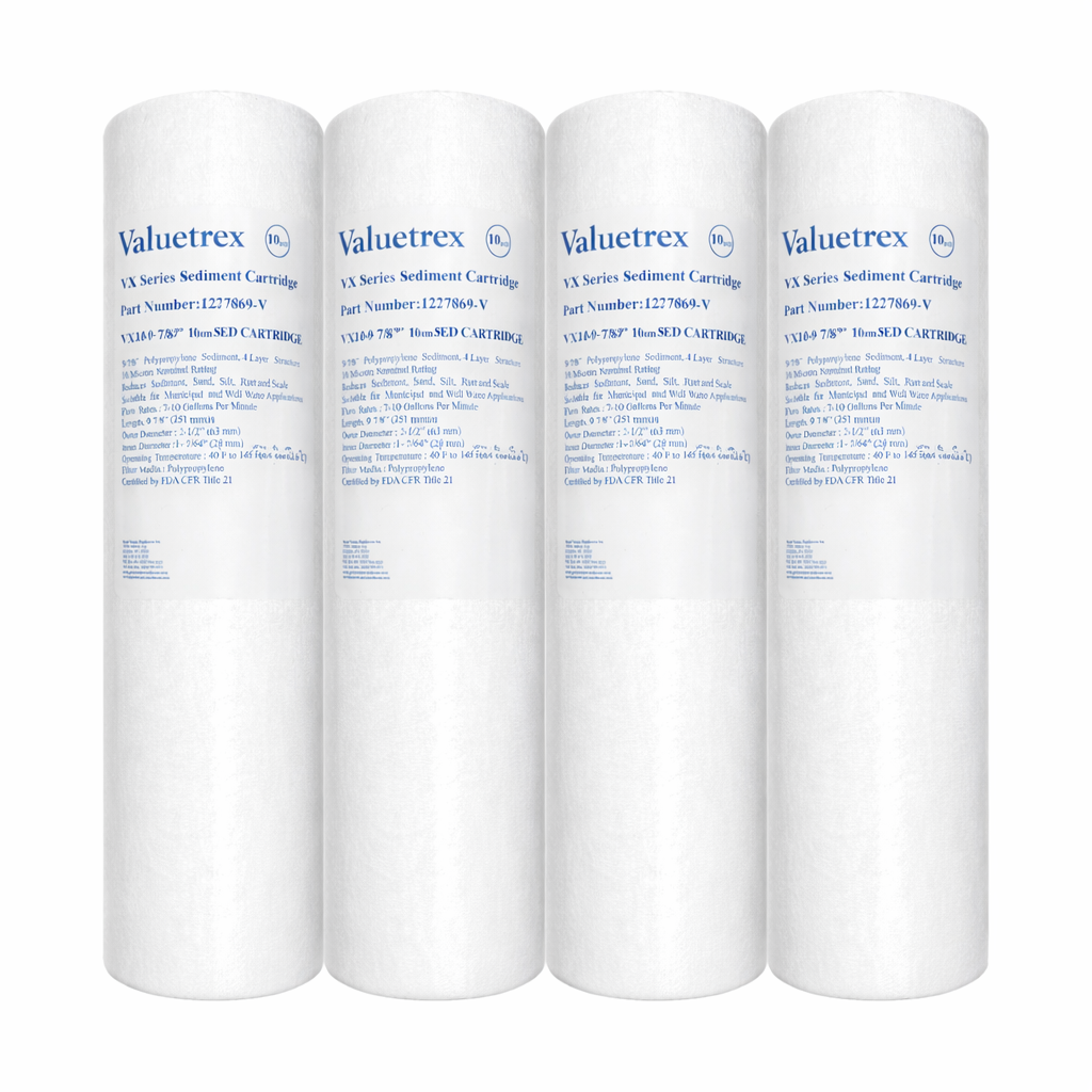 Valuetrex 10 Micron 10" Sediment Water Filters (4 Pack) Part #1227869-V | Bundle