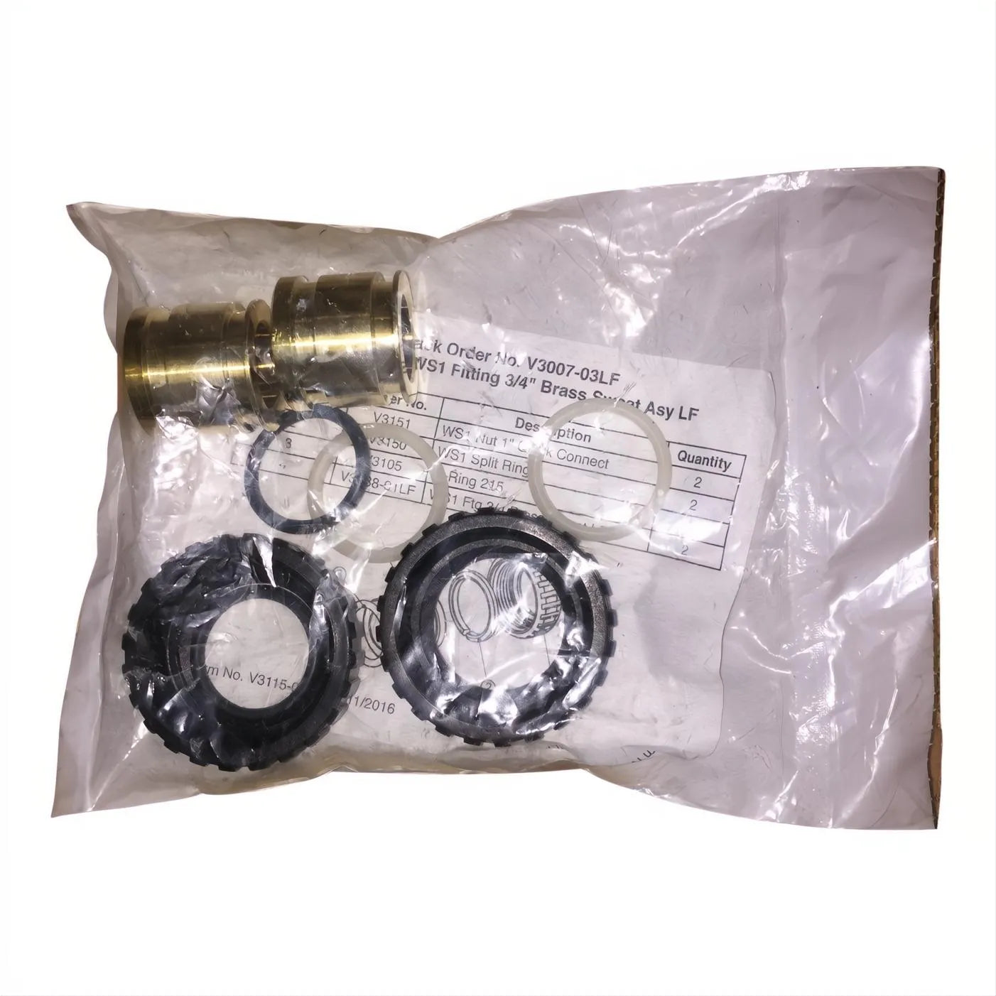 Clack WS1 Brass Tail kit Fitting 3/4" Sweat - Pkg of 2