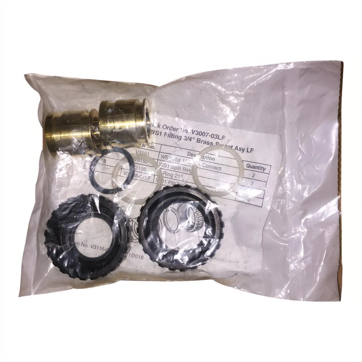 Clack WS1 Fitting 3/4" Brass Sweat Assembly