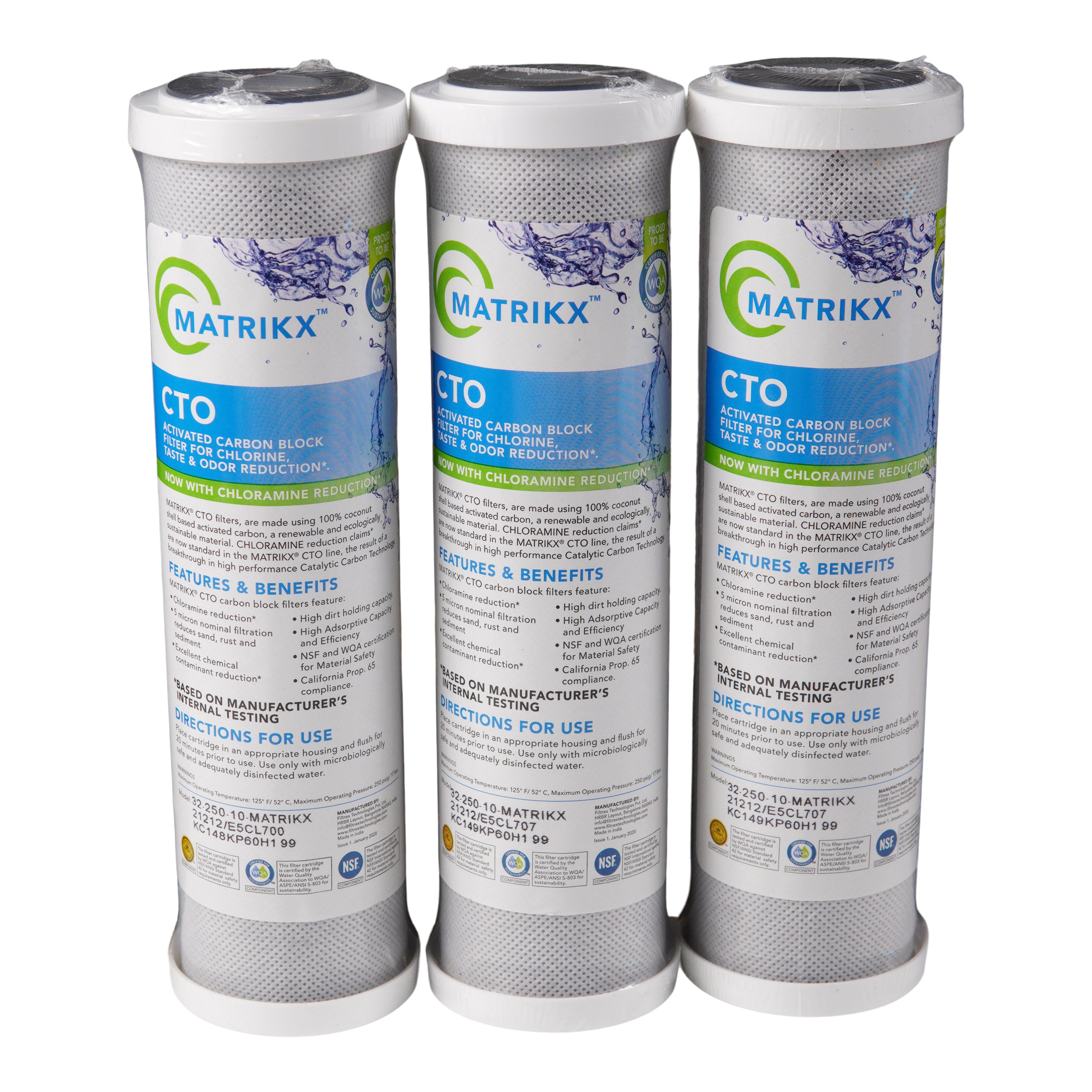 KX Matrikx 10" Slimline Carbon Filter 3 Pack #32-250-10-GREEN | Bundle