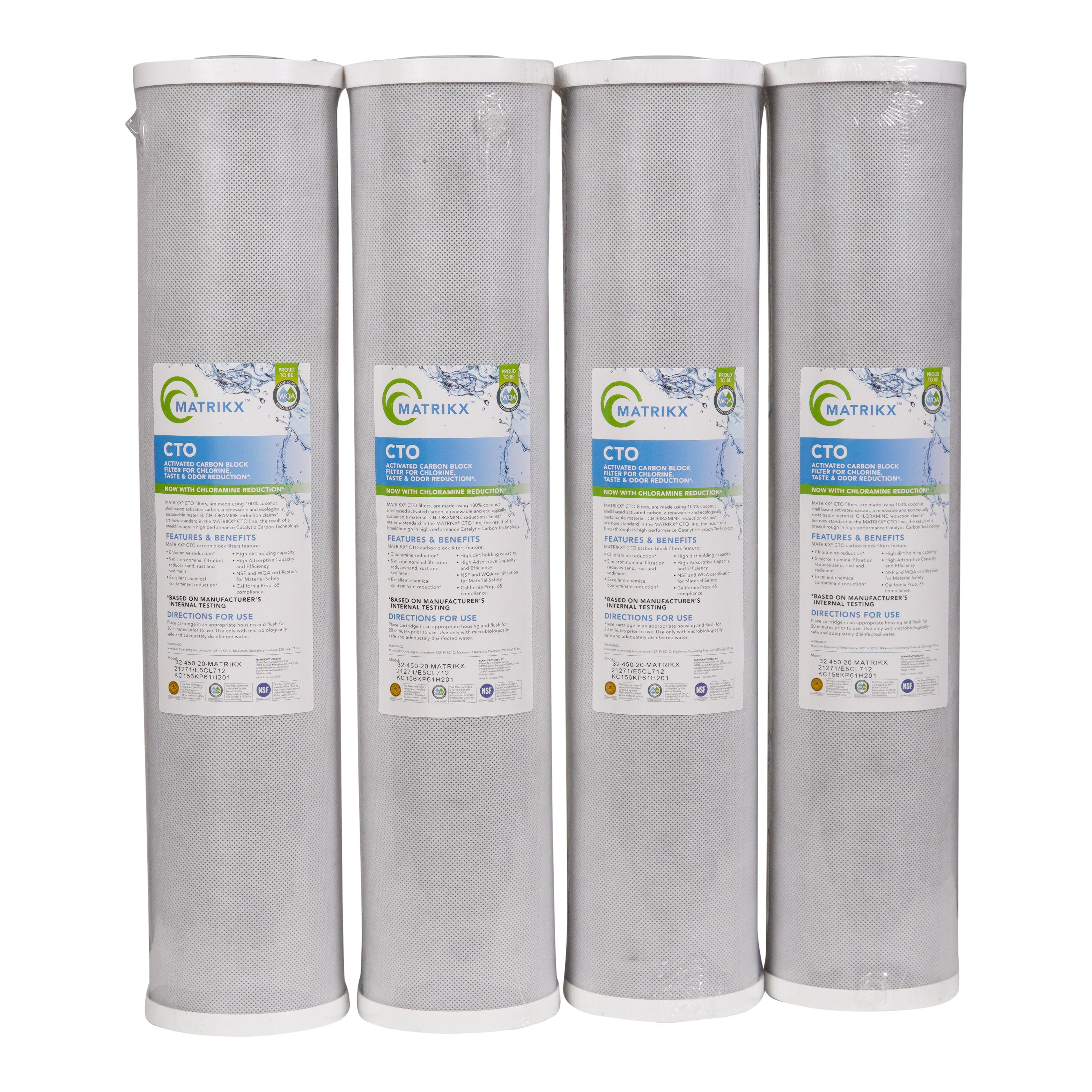 KX Matrikx 20" Big Blue Carbon Filter 4 Pack #32-450-20-GREEN | Bundle