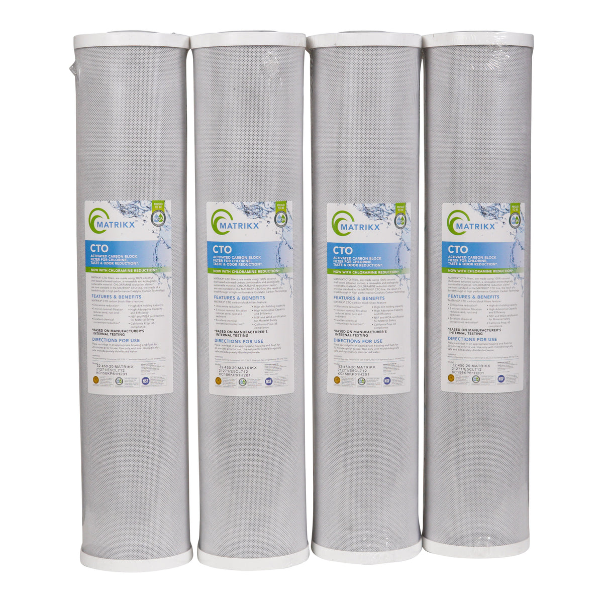 KX Matrikx 20" Big Blue Carbon Filter 4 Pack #32-450-20-GREEN | Bundle