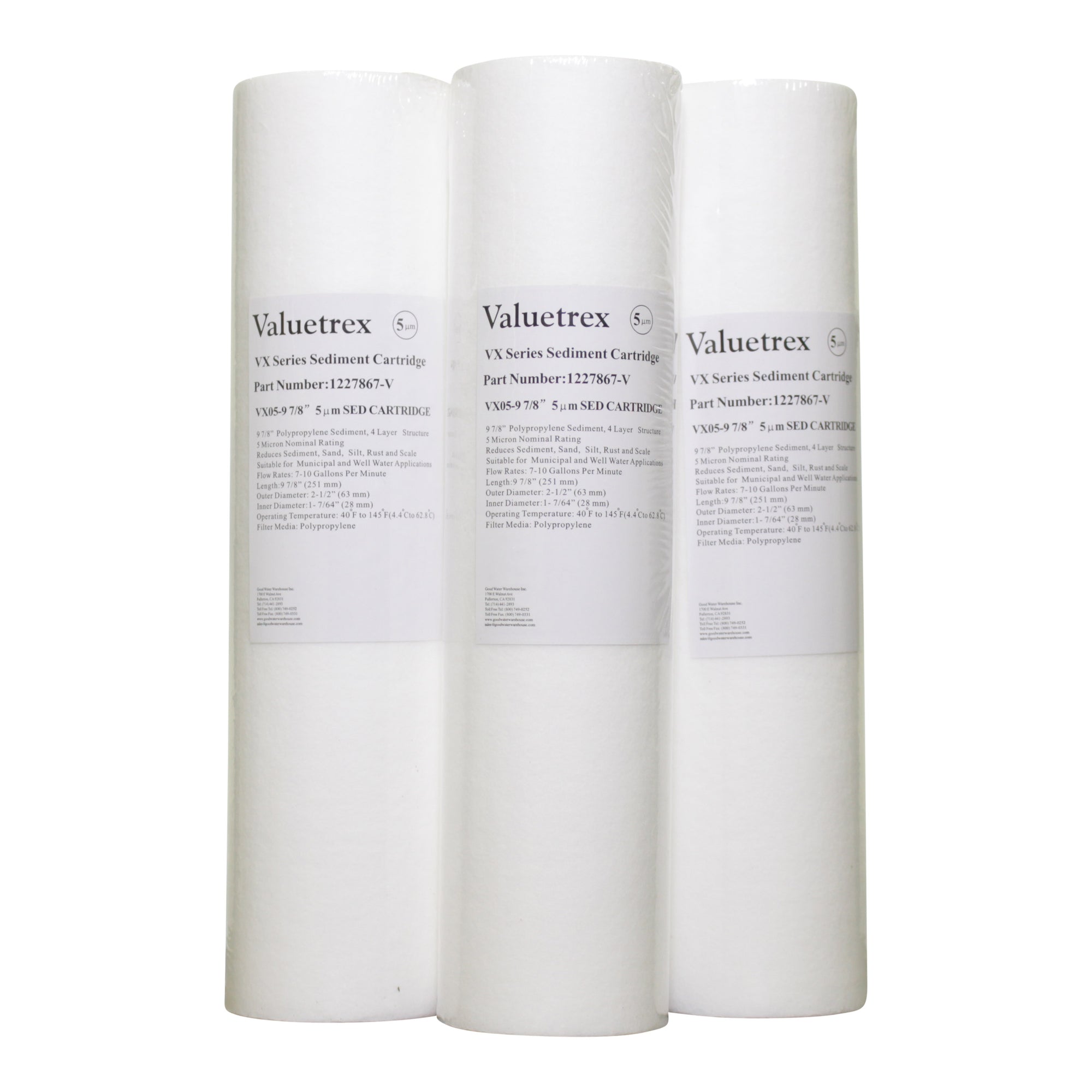Valuetrex 5 Micron 10" Sediment #1227867-V (3 Pack) | Bundle