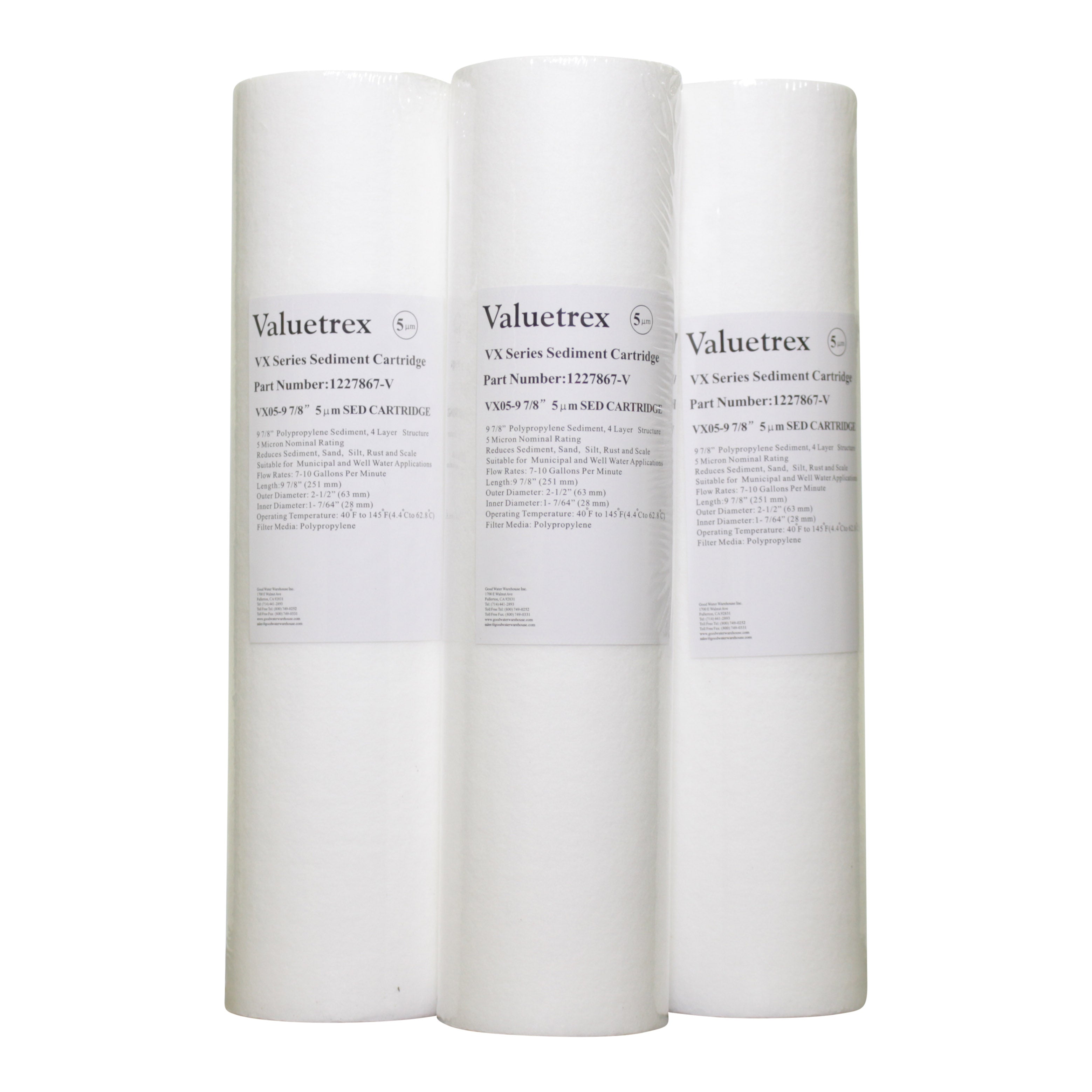 Valuetrex 5 Micron 10" Sediment #1227867-V (3 Pack) | Bundle