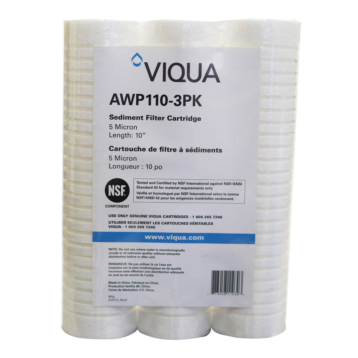 Viqua 3PK - 5M Grooved Sediment Filter 9 7/8&quot; AWP110-3PK